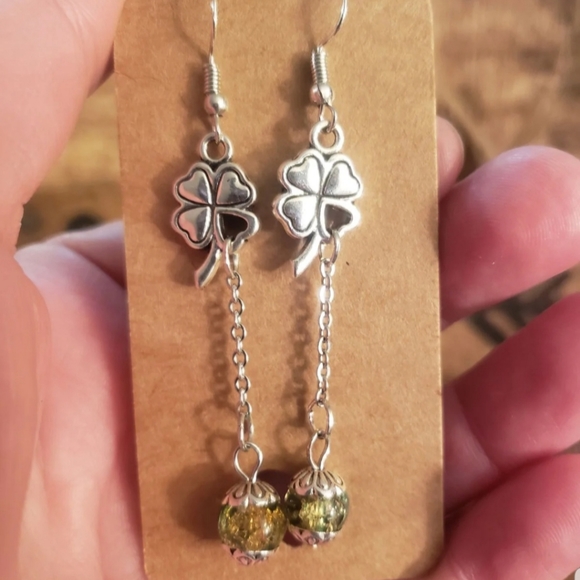 Lucky Clover Heart Shamrock earrings Long~Celtic~St Patrick's day~Irish Gift - Picture 8 of 13